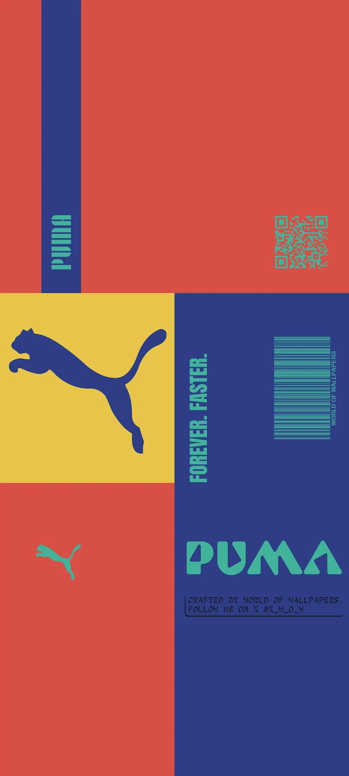 Puma Graphic Color Block Poster - Graphic Illustration 2K iPhone Wallpaper (1843x4096)