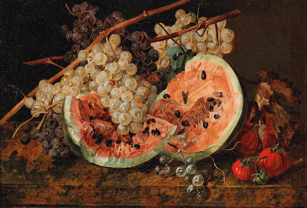 Still Life with Watermelon and Grapes
