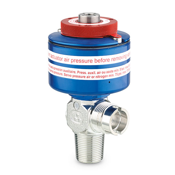 D386S Tied diaphragm cylinder valve for fluorine mixtures with pneumatic actuator