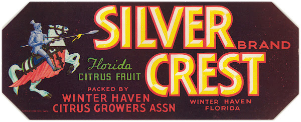 Silver Crest Brand Florida Citrus Fruit Label 1930 1950