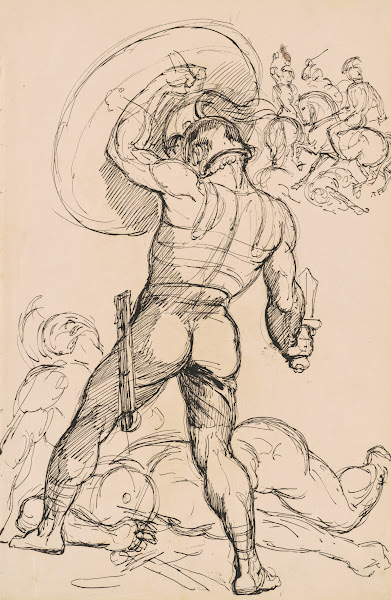 An Ancient Roman Warrior in Battle c 1830