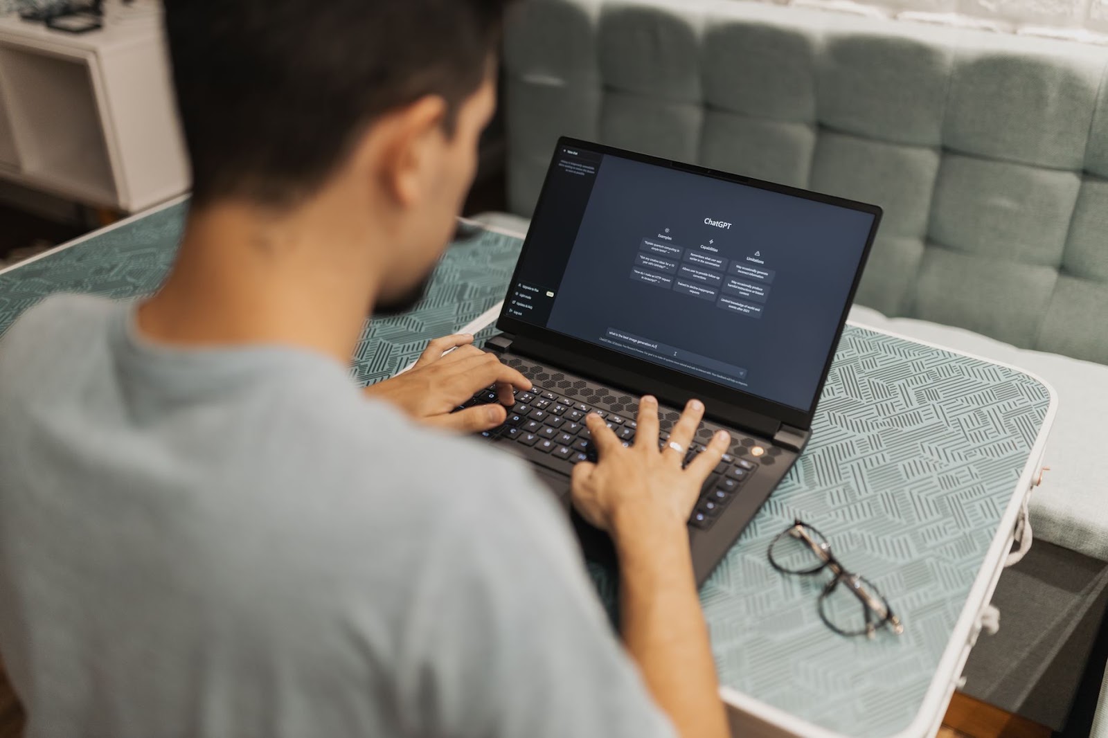 Working in ChatGPT on a laptop