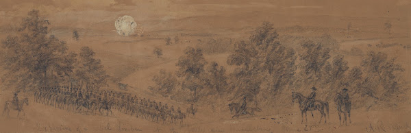 Explosion of a rebel limber at the battle near Middleburg June 21st 1863