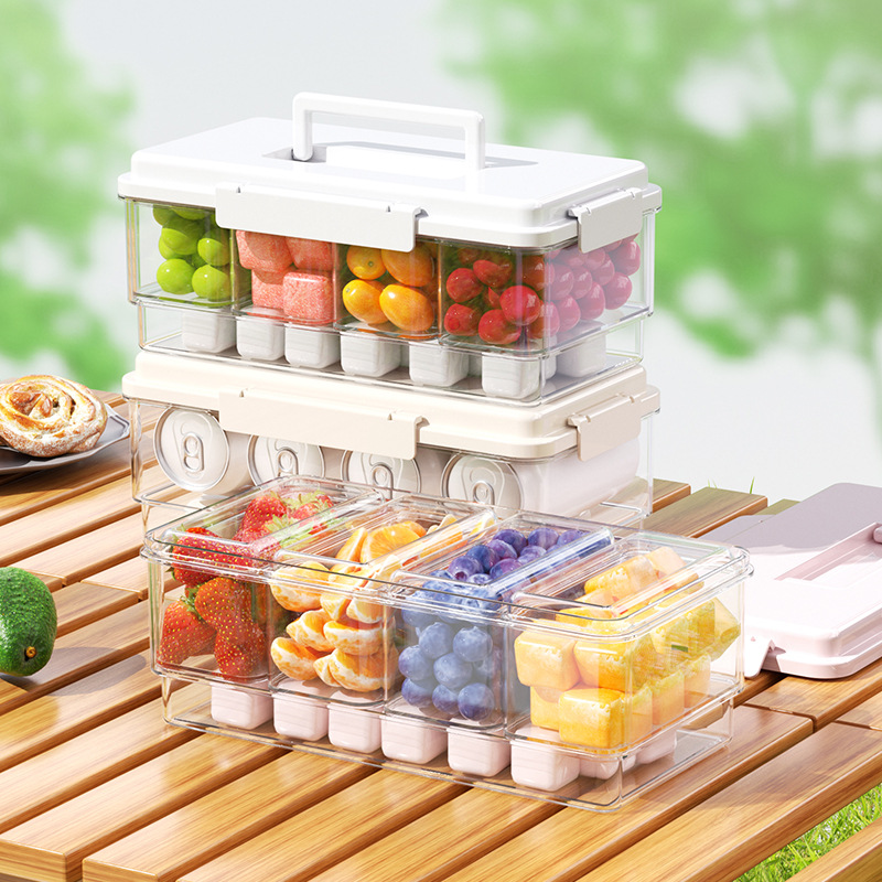 Divided fresh-keeping box with carrying handle, 1–2 L