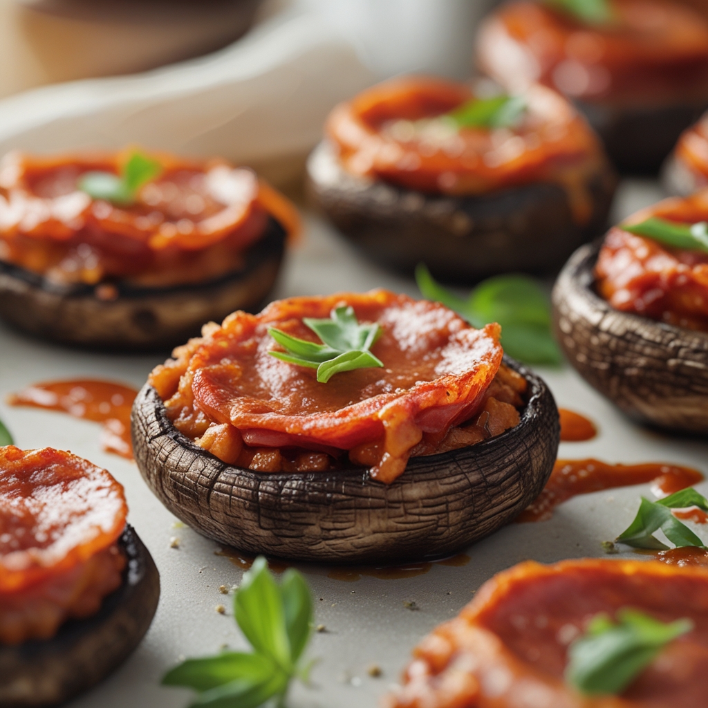 Final Spicy Pepperoni-Stuffed Portobello Mushrooms with Garlic Parmesan Crust