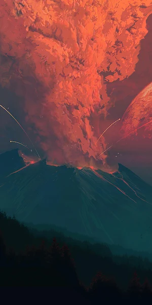 Massive Fiery Volcano Eruption 2K iPhone Wallpaper Background