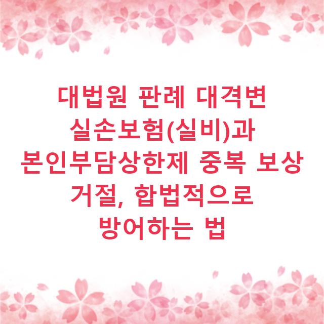 대법원 판례 대격변 실손보험(실비)과 본인부담상한제 중복 보상 거절, 합법적으로 방어하는 법