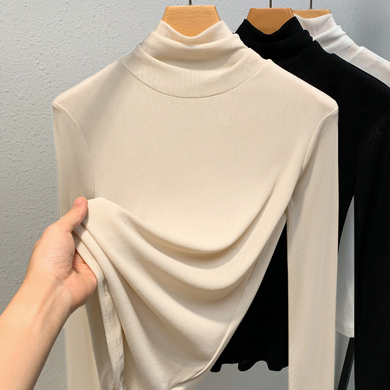 Ladies Turtleneck Top, Mesh Fabric, Lined