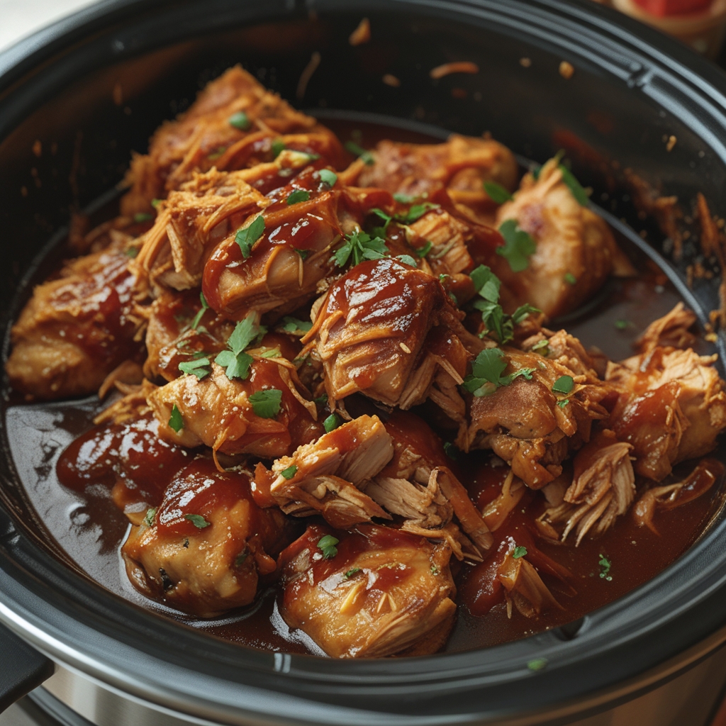 Slow Cooker BBQ Pulled Chicken - Easy Homemade Comfort Food finished