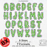 Stitch photo 5 of the Green Lines and Dots Satin Stitch Embroidery Font