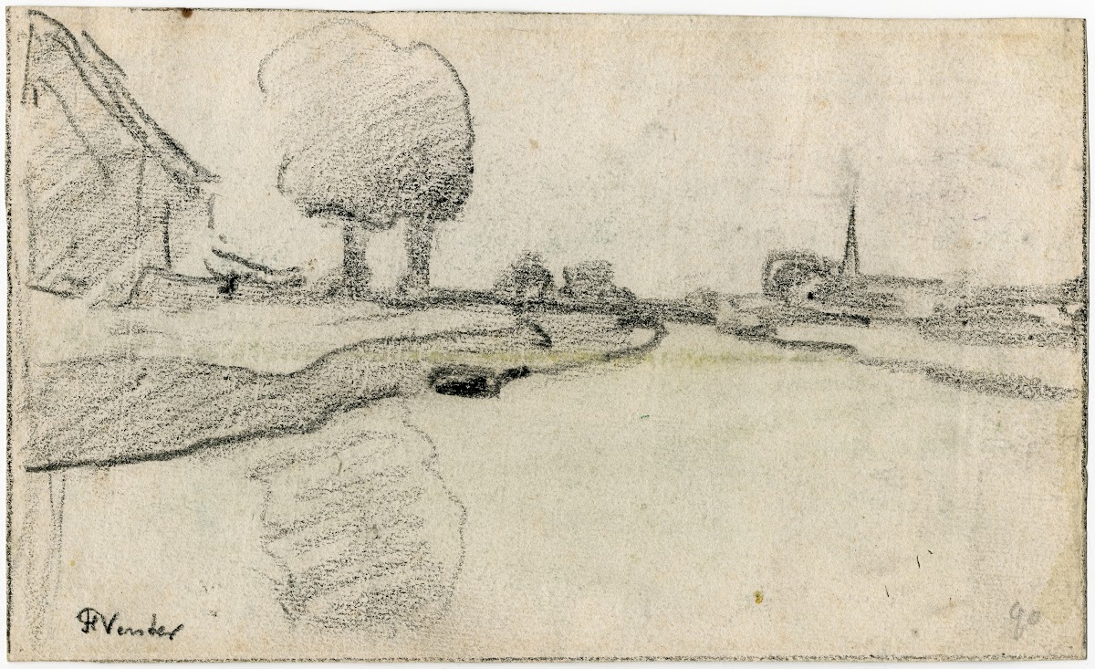 View on a waterway and village
