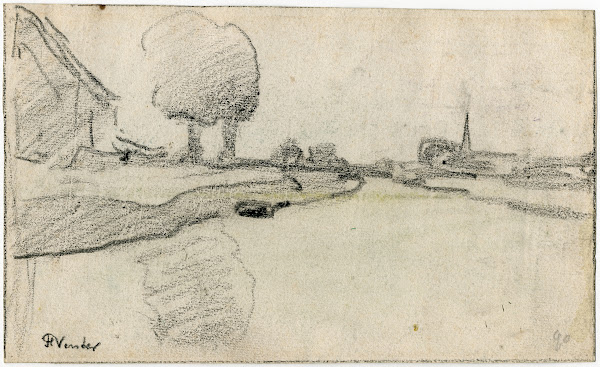 View on a waterway and village