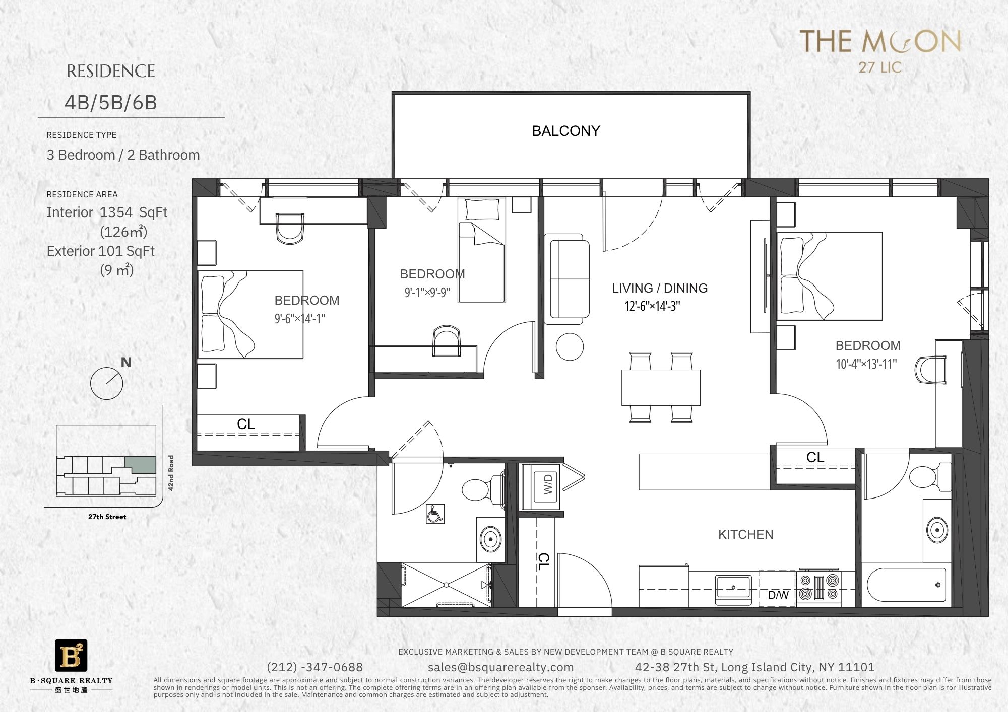The Moon 27住宅4B三房两卫户型图