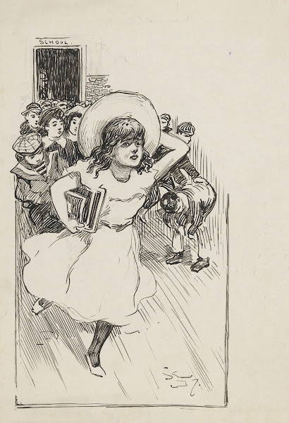 Meisje rent weg van school 1880 1930
