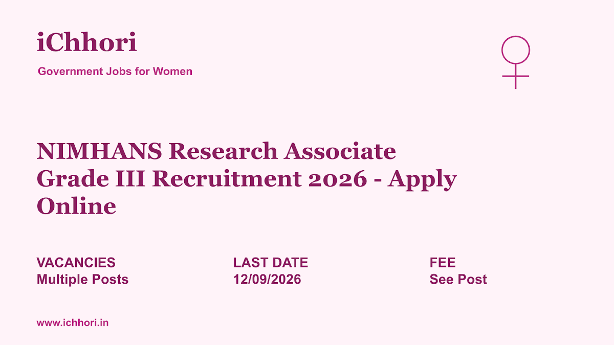 NIMHANS Research Associate Grade III Recruitment 2026 - Apply Online - iChhori