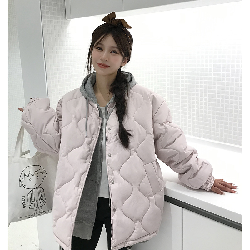 Ladies' Quilted Jacket, Loose, with Diamond Pattern