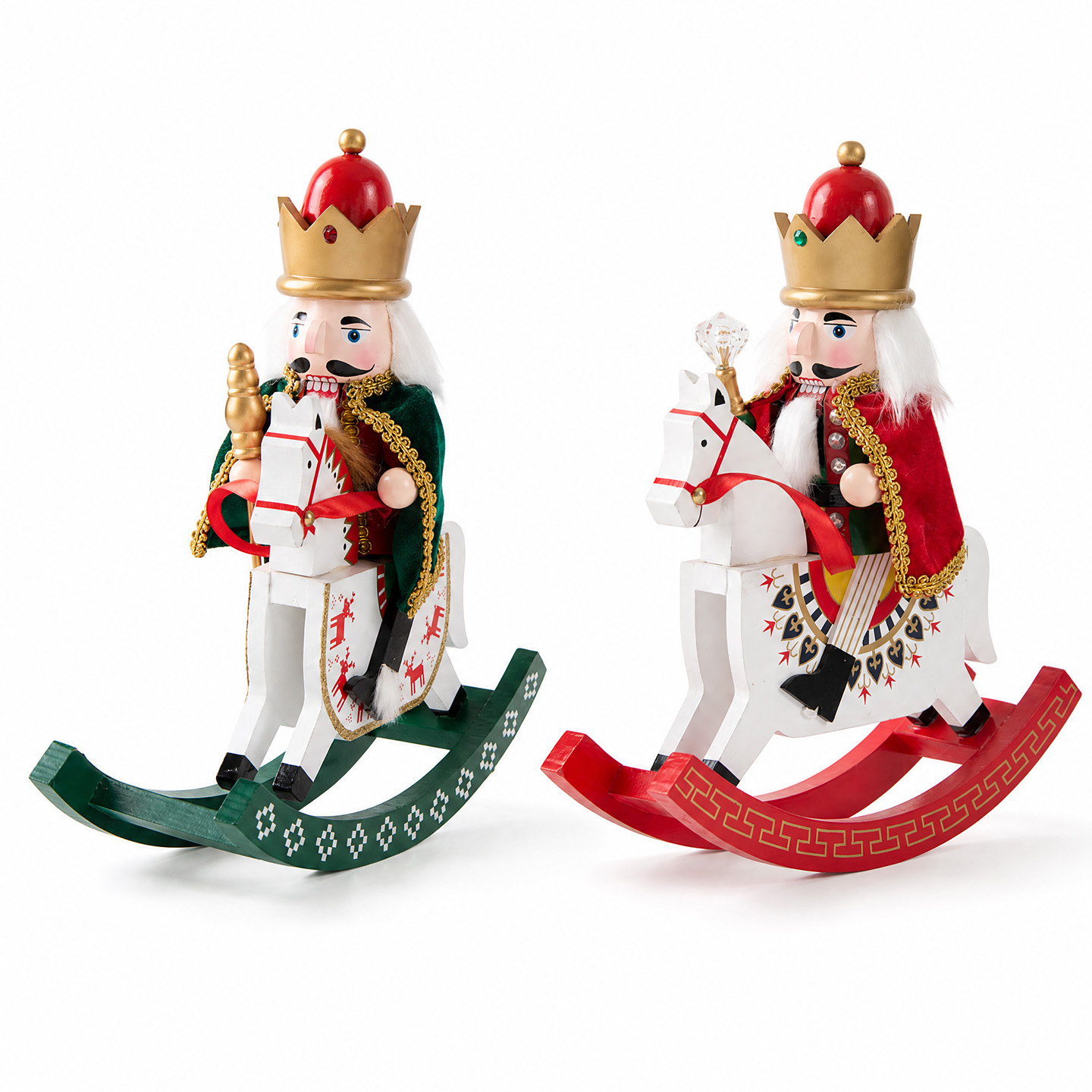Nussknacker-Soldat auf Schaukelpferd, 31 cm, Holz