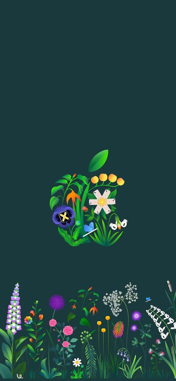 Floral Apple Logo Graphic - Digital Illustration Full HD iPhone Wallpaper (1080x2337)