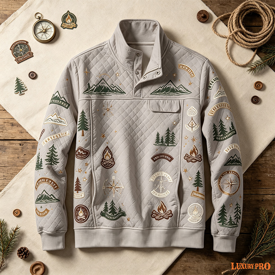 2D Waffle collar buttoned long-sleeved shirt