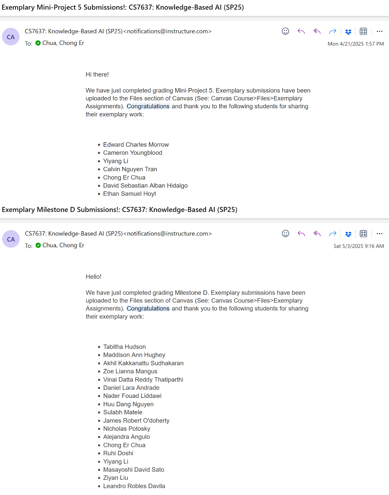 Exemplary Submissions