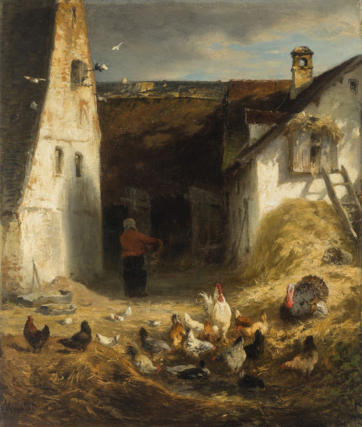 Hühnerhof im Dachauer Land circa 1872