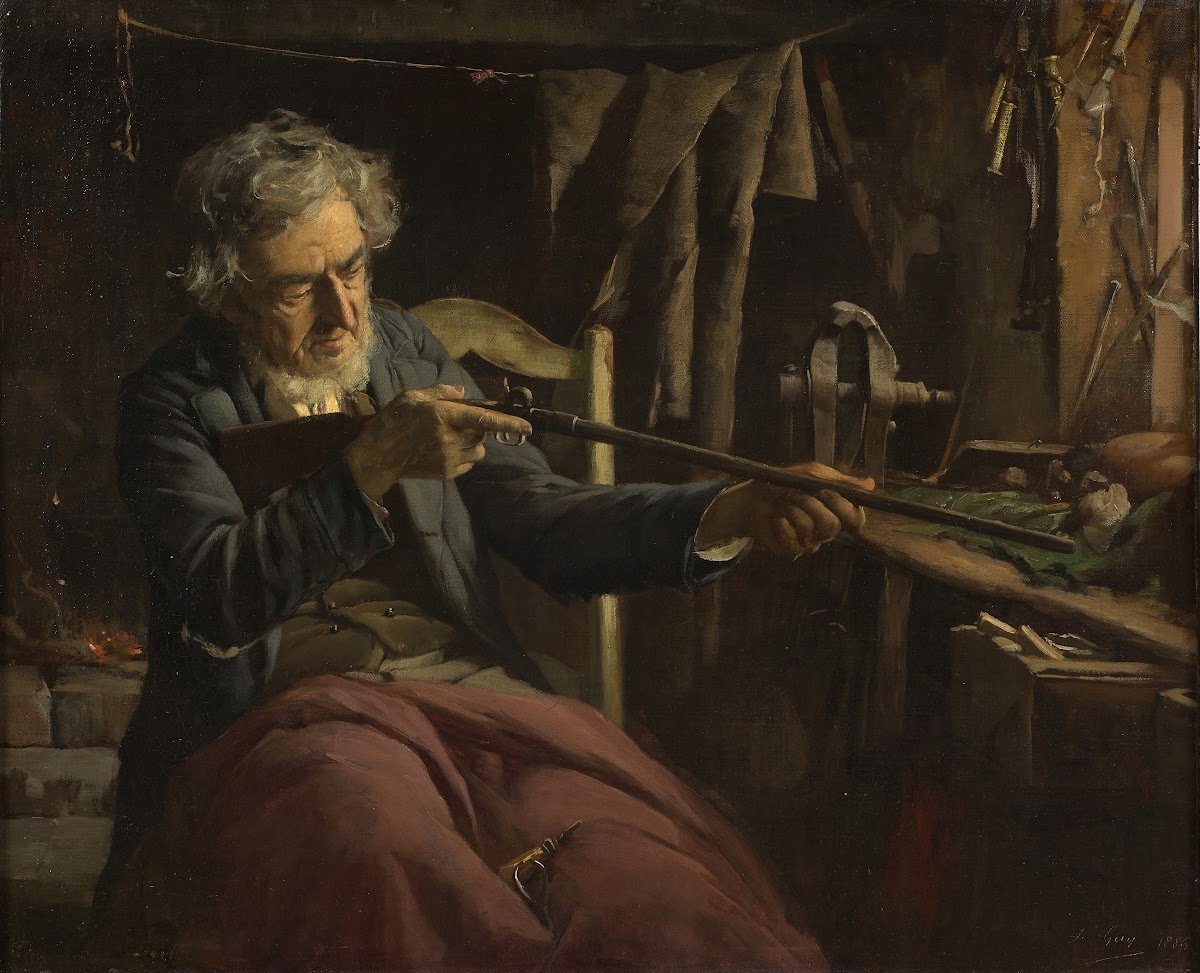Homme RéParant Un Fusil 1885