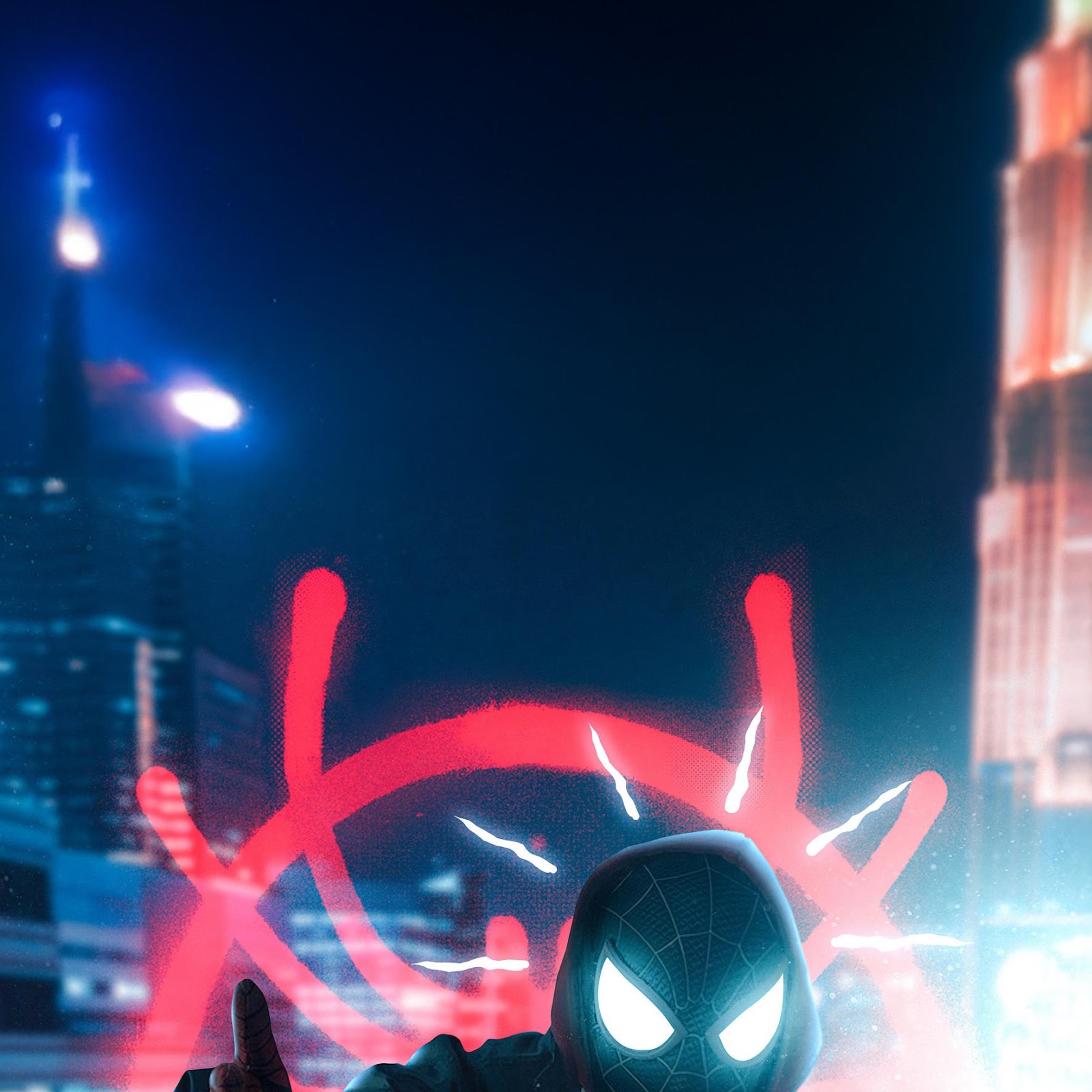 Download Miles Morales Spider Verse Cityscape 2K iPhone