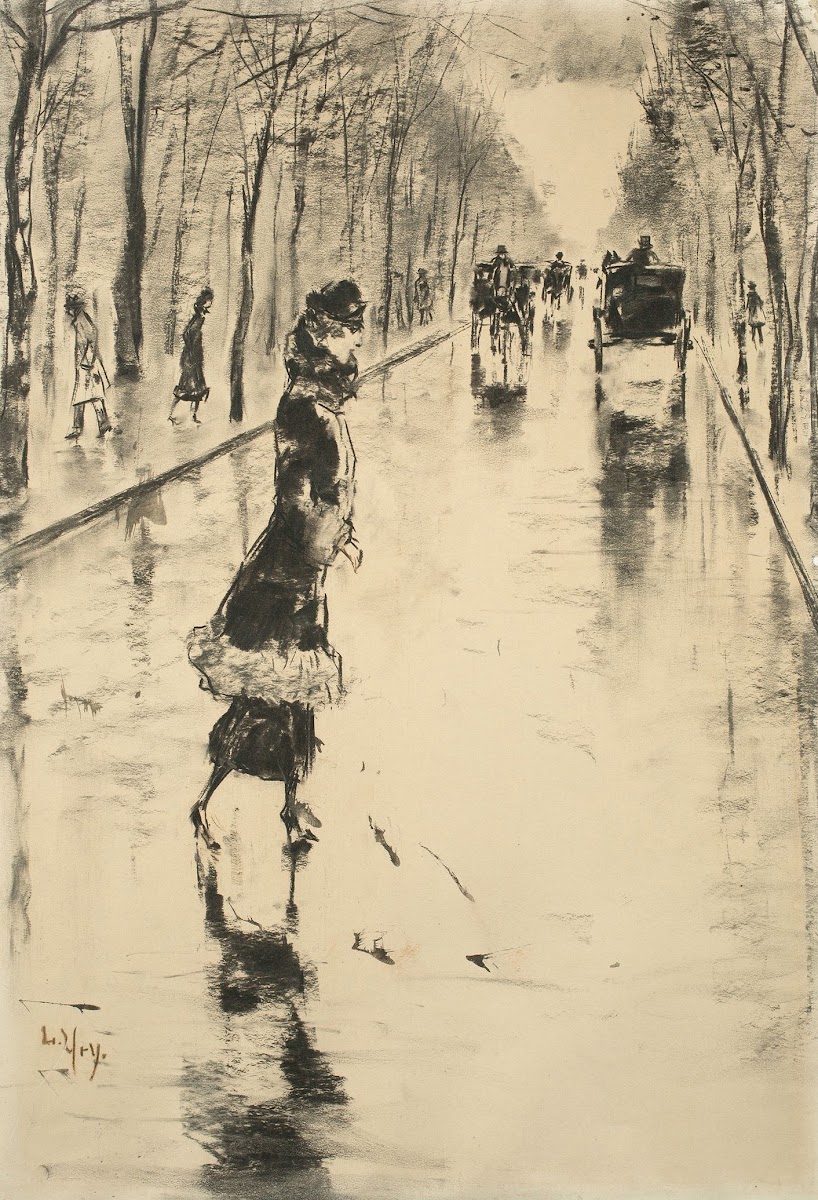 Straßenszene im Berliner Tiergarten mit Dame 1915 20