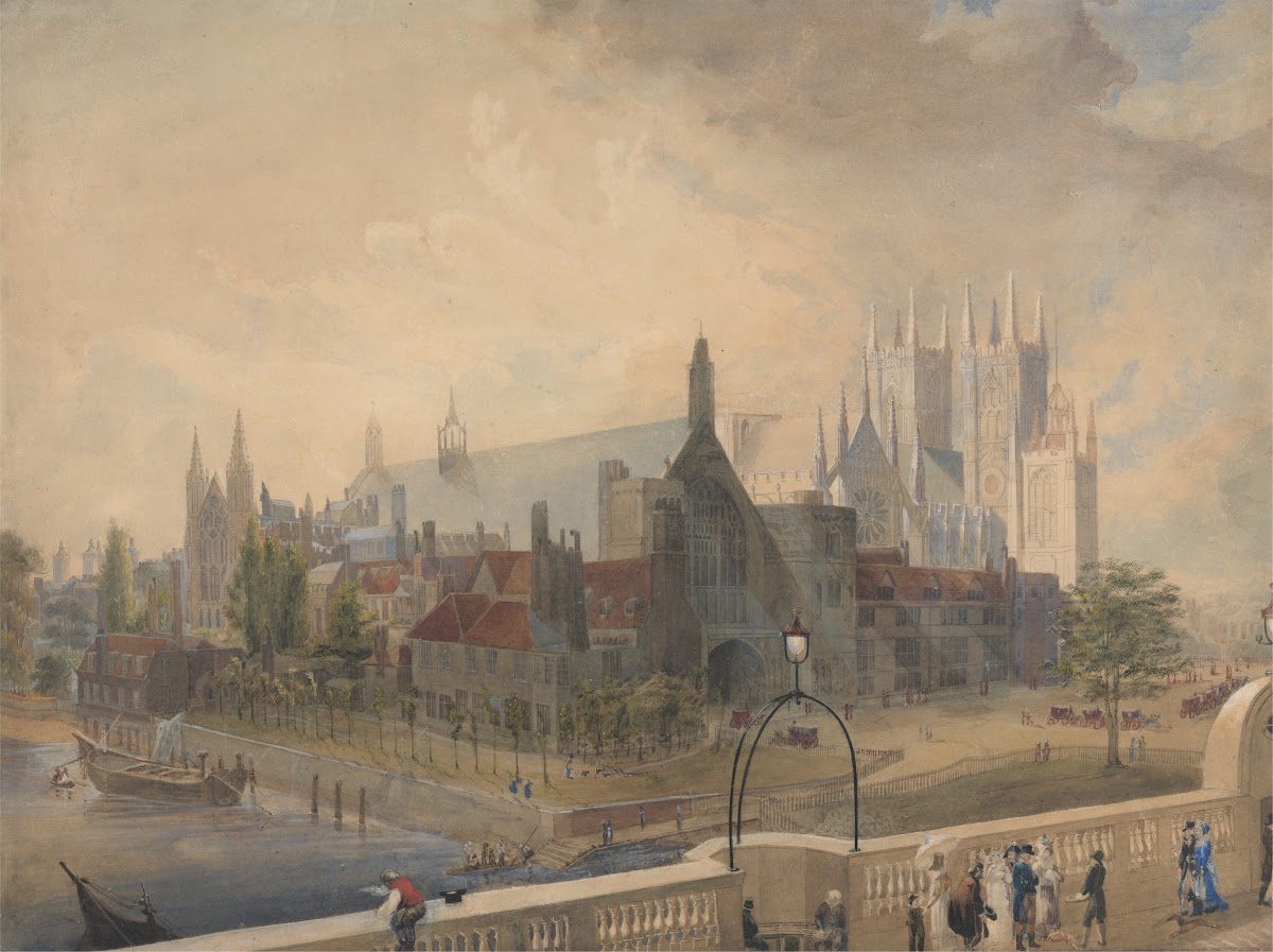 View of Westminster Hall and Abbey from the Bridge 1818