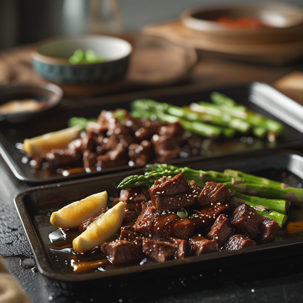 Final Korean BBQ Beef & Sweet Soy Asparagus Sheet Pan Dinner