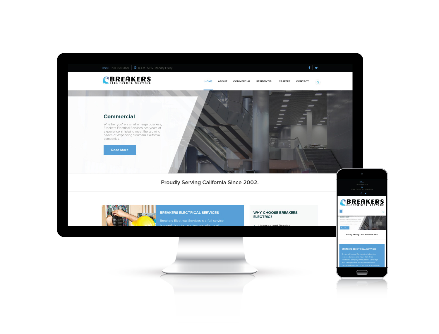 Breakers Electrical Service website design portfolio project