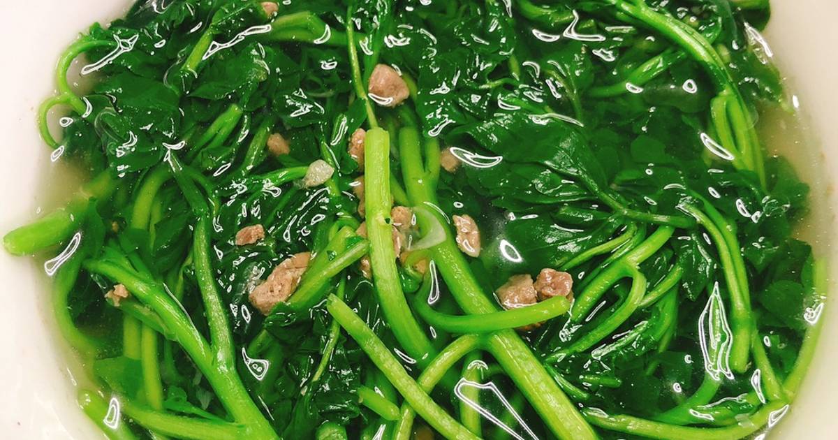Canh xà lách xoong nấu thịt bò bằm