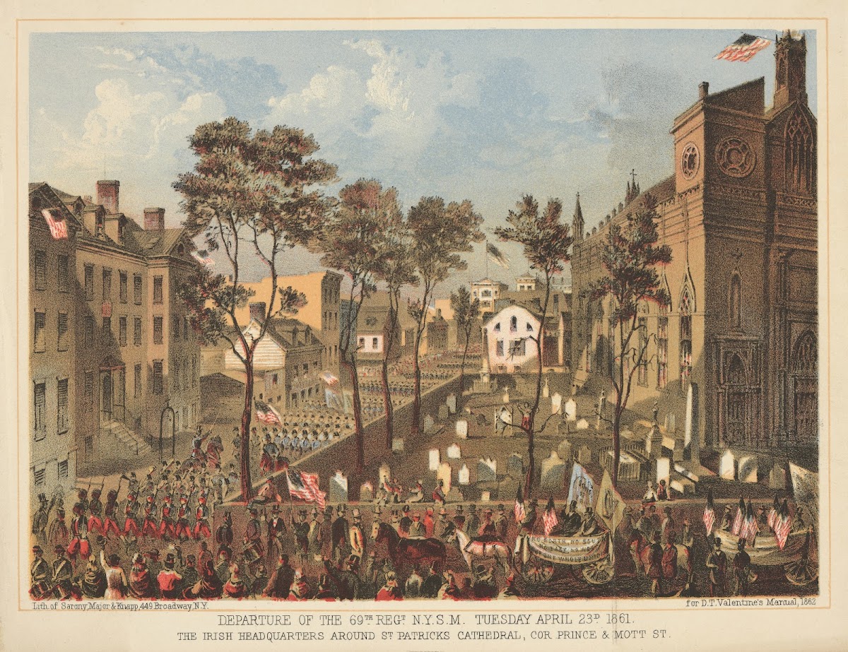Departure of the 69th Regt NYSM Tuesday April 23d 1861 The Irish Headquarters ar