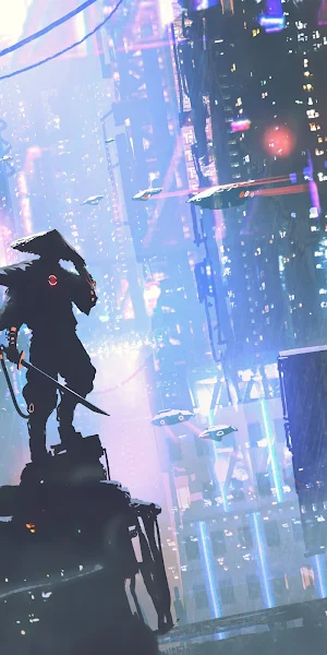 Cyberpunk, Futuristic City, Neon Lights, Digital Art Full HD Wallpaper Background