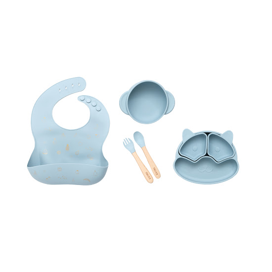 Набор детской посуды Twins 4 предмета силикон dusty blue