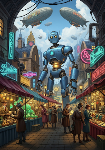 Retro Robot Market Town