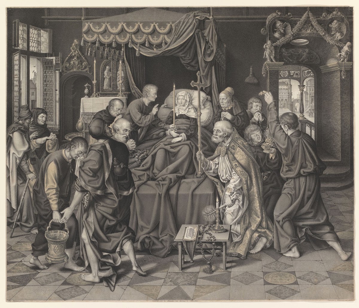 Mary on her deathbed surrounded by apostles 1823