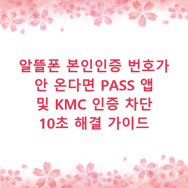 알뜰폰 본인인증 번호가 안 온다면 PASS 앱 및 KMC 인증 차단 10초 해결 가이드