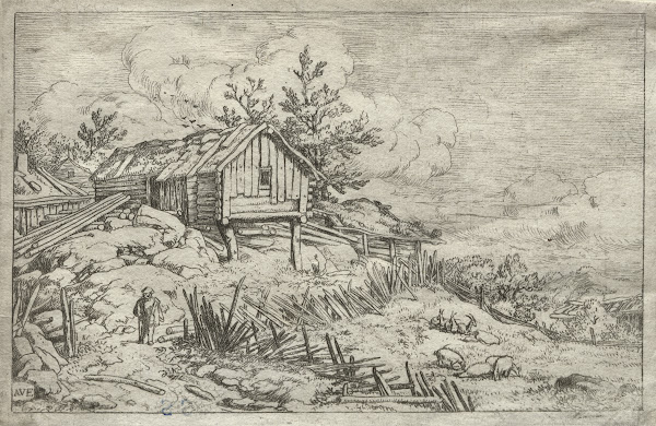 Man in Gateway of Deserted House 163675