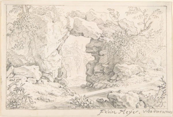 Landscape with a Natural Arch and a Waterfall 17thearly 18th century