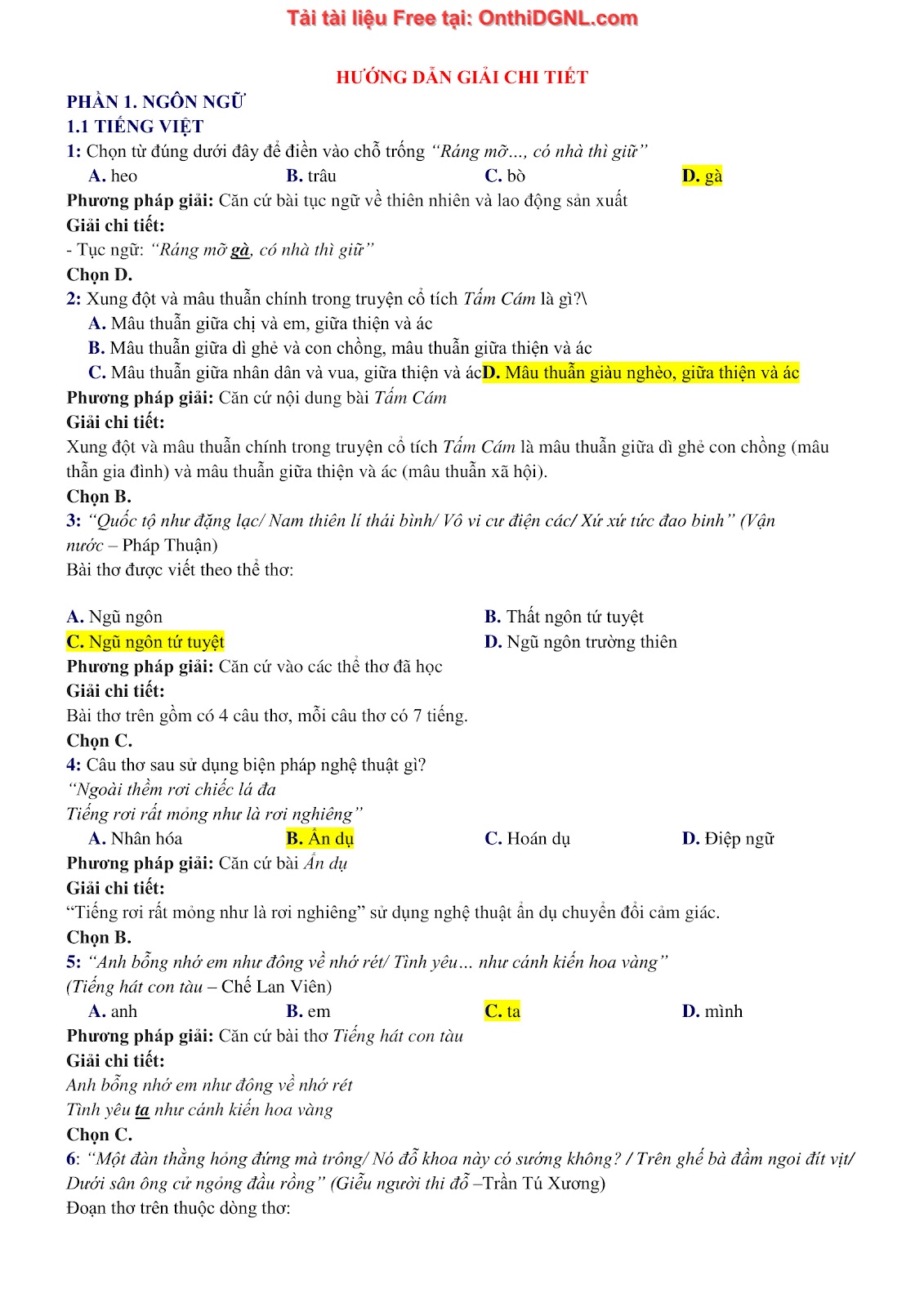 500 bài tập môn Ngữ Văn - Ôn thi ĐGNL ĐHQG TP HCM Phần 4