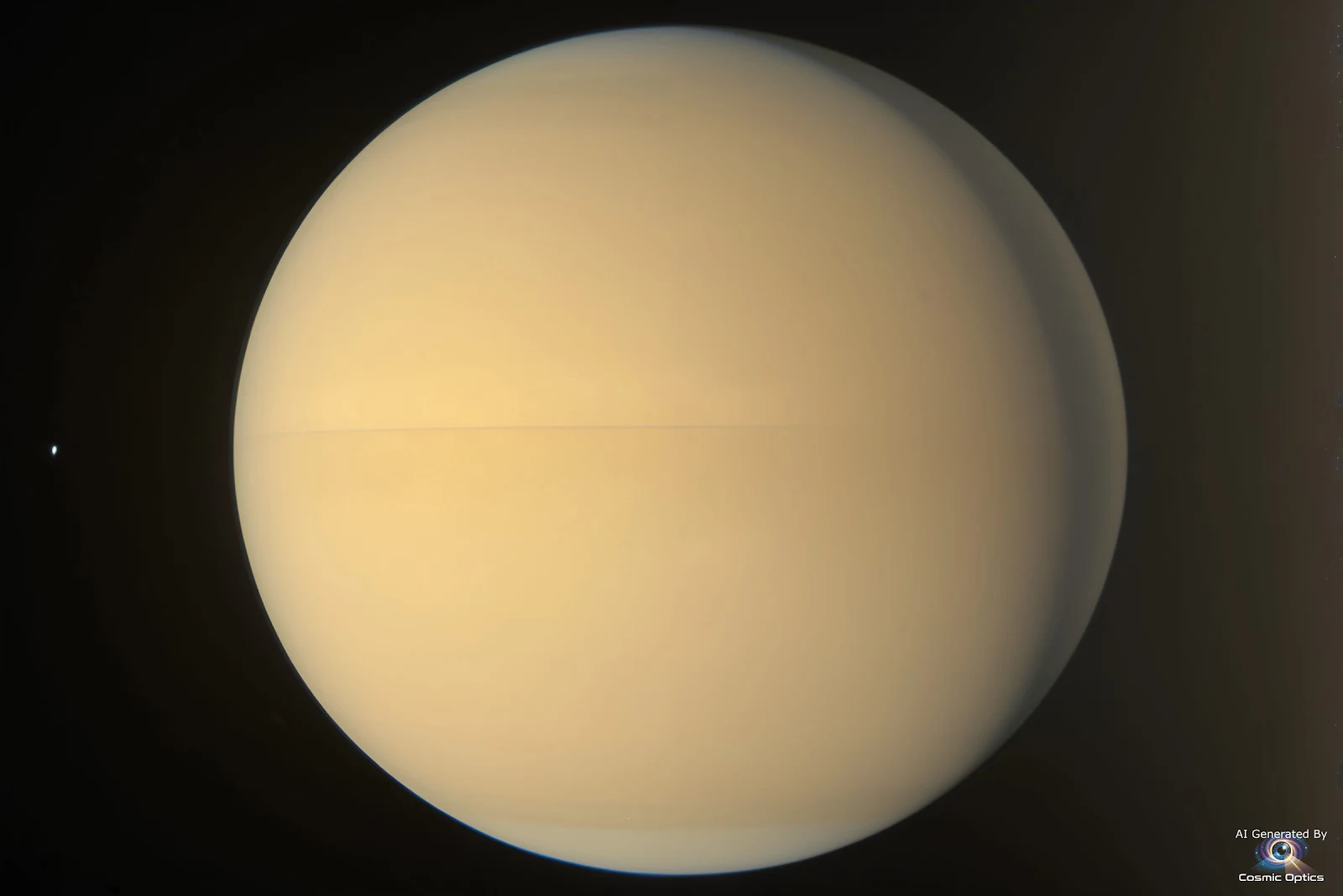 An authentic, photorealistic astronomical photograph of Saturn's largest moon Titan in deep space. T_00011