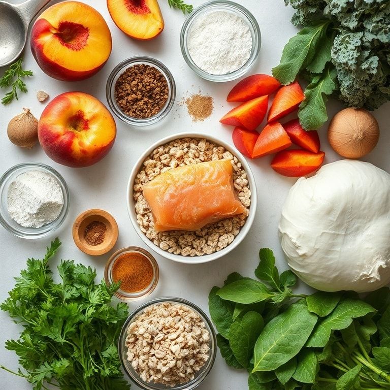Ingredients for Peach Baked Oatmeal—Easy, Homemade Breakfast Casserole