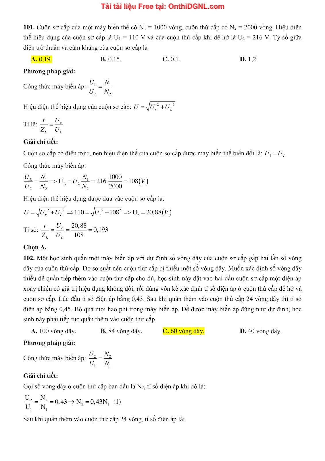 300 bài tập môn Vật Lý - Ôn thi ĐGNL ĐHQG TPHCM Phần 6