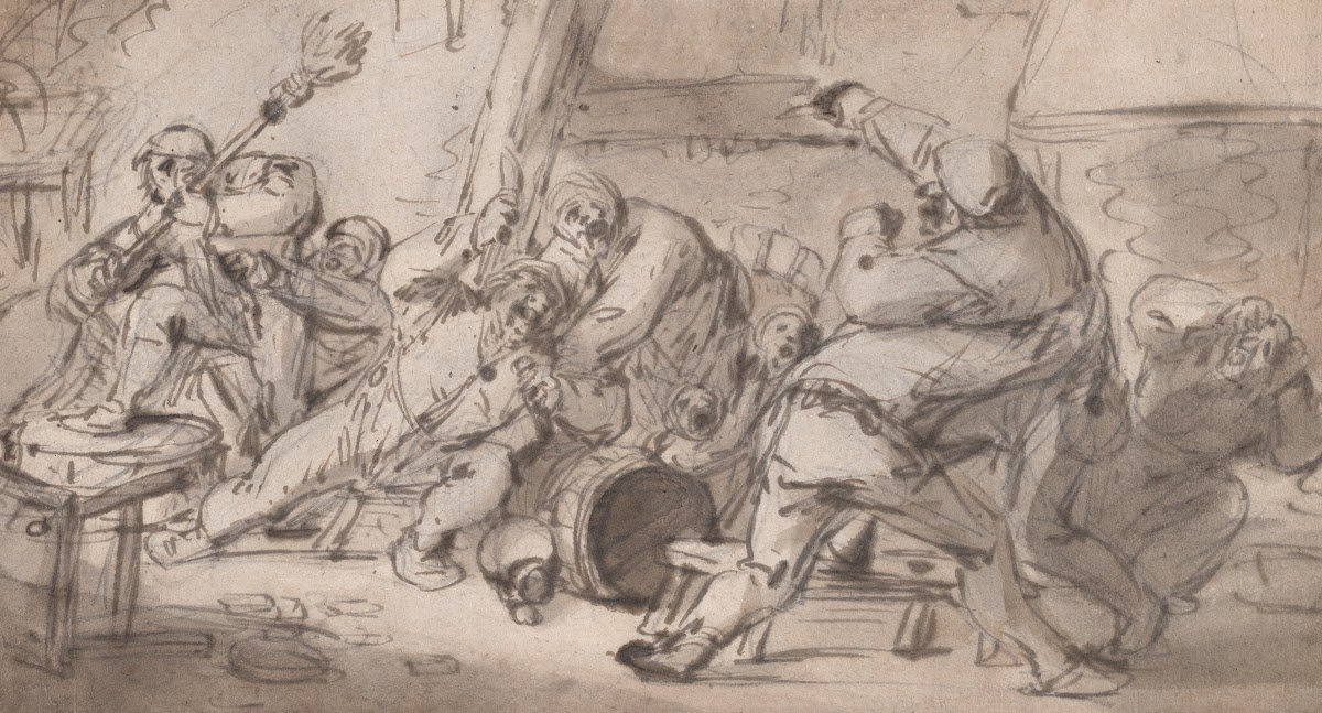 Peasants fighting in an inn mid 17th century