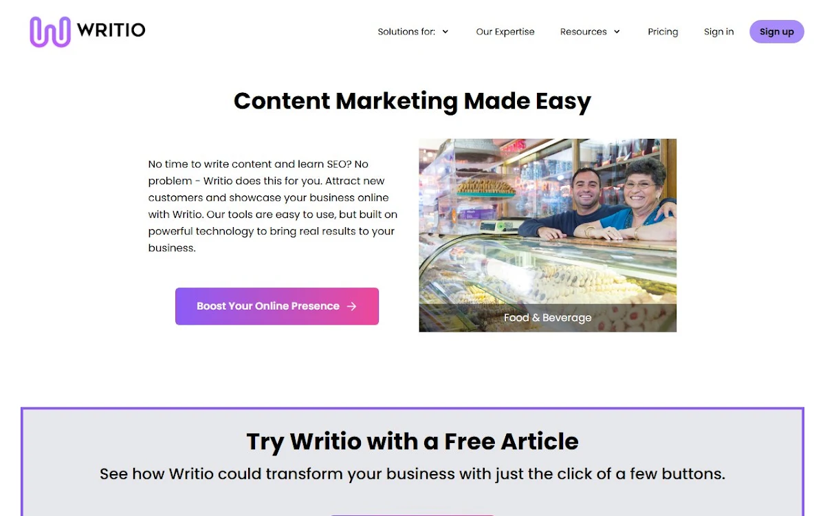 Captura de Writio â€“ AI Content Writer for Publishers