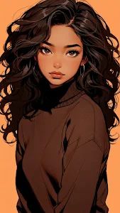 Beautiful Anime Girl Portrait with Voluminous Curly Hair Style