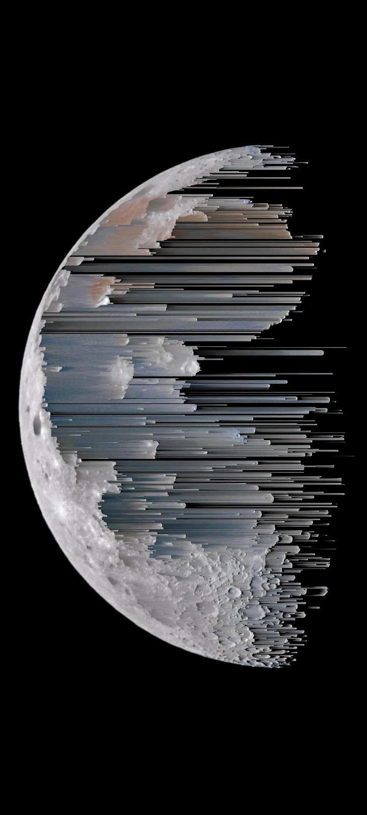 Pixel Sorted Half Moon Art - Glitch Digital Art 5K iPhone Wallpaper (3024x6720)