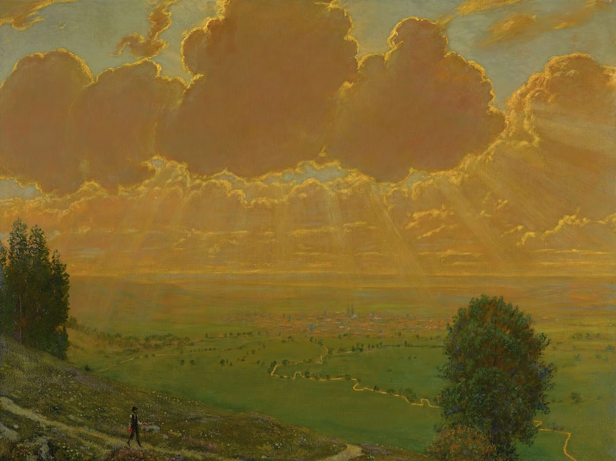 Sunburst Over Säckingen Black Forest SignedWith The Artists Initials And Dated 1