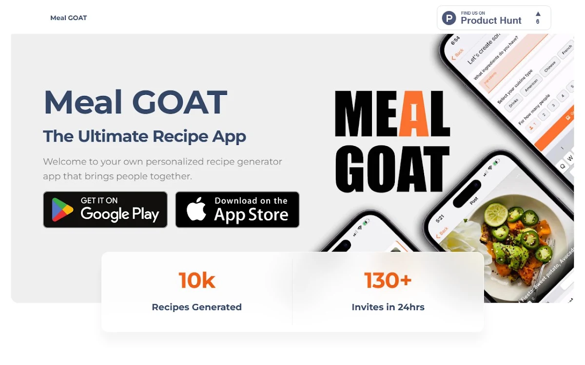 Captura de Meal GOAT (Free AI Recipe App)